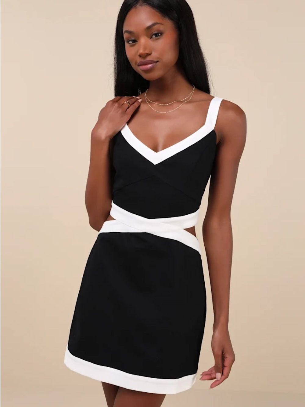 Lulus Black Color Block Dress - Cutout Dress